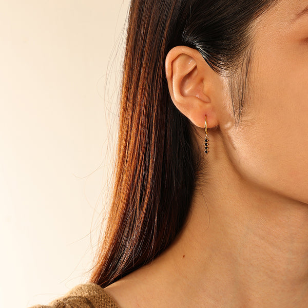 FE2745 925 Sterling Silver Multicolored Zirconia Dangle Hoop Earrings