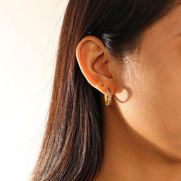 VFE0078 Minimalist Zirconia Hoop Earrings