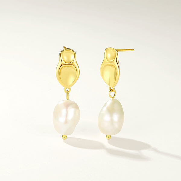 FE2710 925 Sterling Silver Pearl Stud Dangle Earring