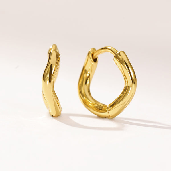 FE2052 925 Sterling Silver Irregular Geometry Hoop Earrings