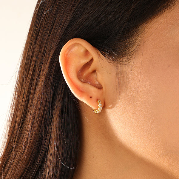 FE3162 Quartet Flower Hoop Earring