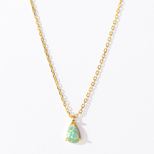 VFX0280 Waterdrop Pear Cut Opal Pendant Necklace