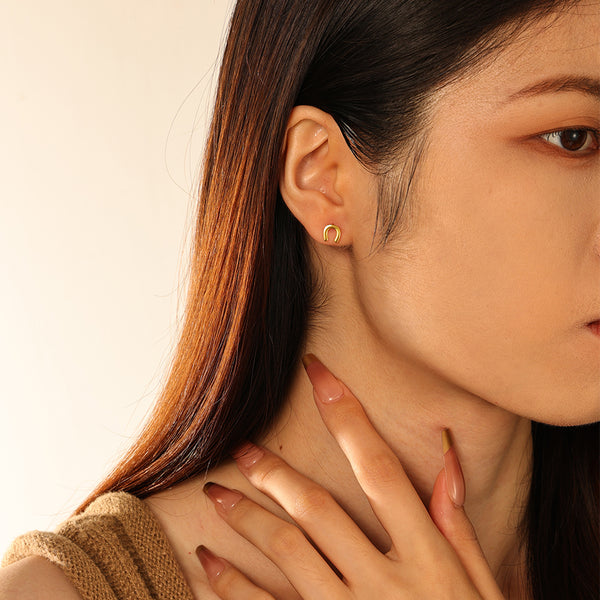 FE2872 925 Sterling Silver Horseshoe Stud Earrings