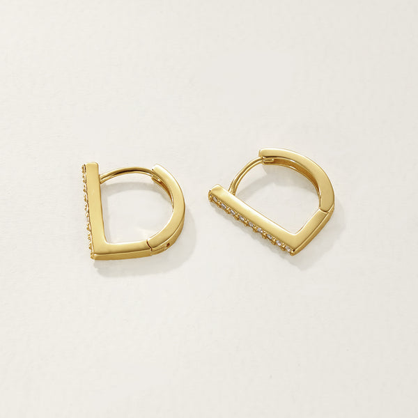 FE2795 925 Sterling Silver Capital D Hoop Earring