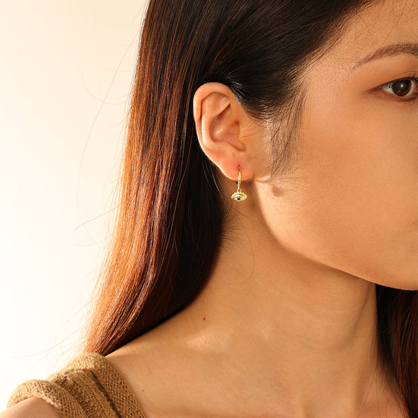 FE2820 925 Sterling Silver Zircon Eyes Dangle Earrings