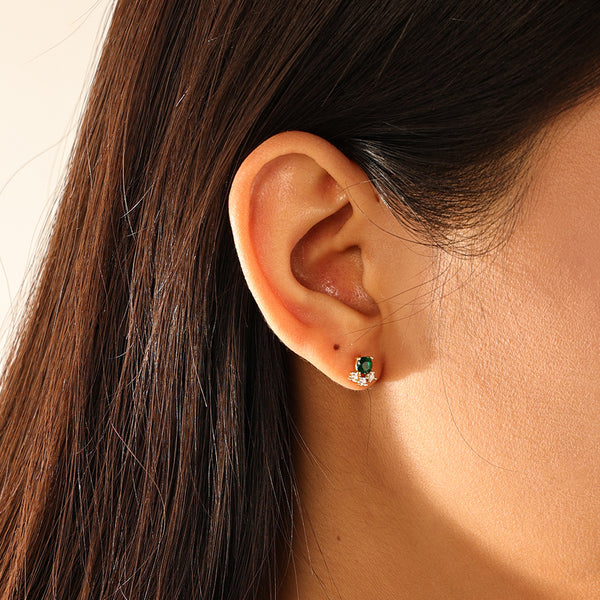 FE3187 Vintage Emerald Stud Earring
