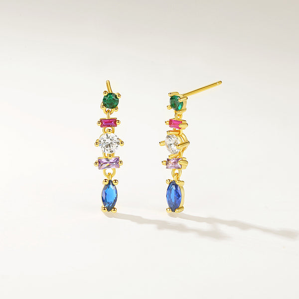 FE2747 925 Sterling Silver Mixed Colorful Tassel Earrings