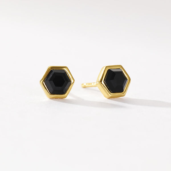VFE0238 Birthstone Hexagon Natural Stone Stud Earrings