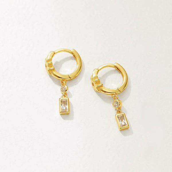 FE2865 925 Sterling Silver Cubic Zircon Dangle Hoop Earrings