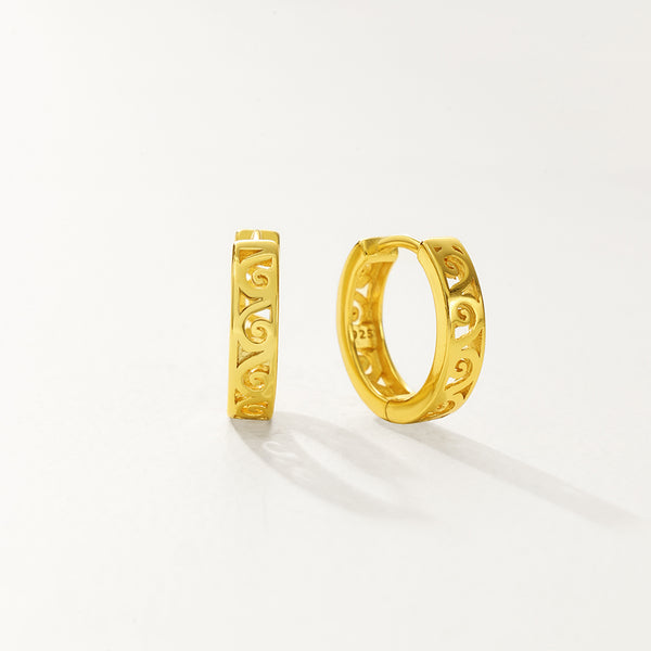 FE2857 925 Sterling Silver Simple Hollow Hoop Earrings