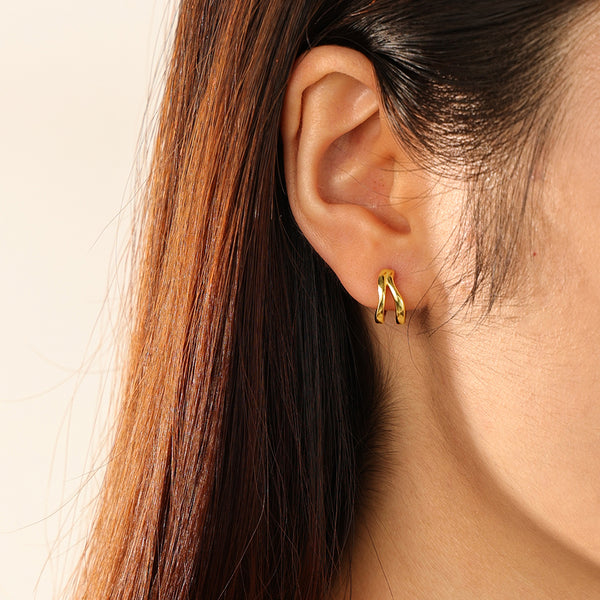 FE2712 925 Sterling Silver Red Enamel Heart Hoop Earring