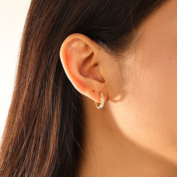 FE3195 Shell Pearl Hoop Earring