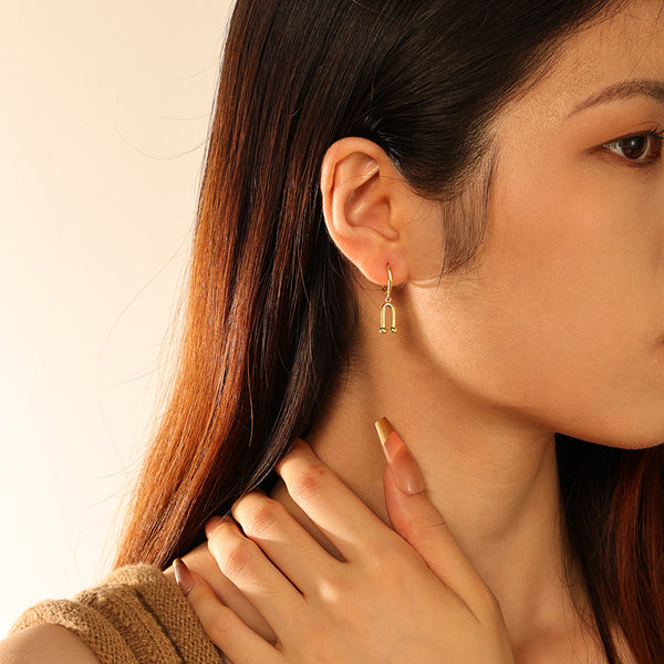 FE2711 925 Sterling Silver Asymmetric Geometric Hoop Earrings