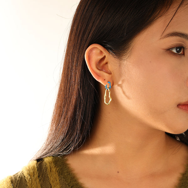 FE3191 Asymmetric Enamel Stud Earring