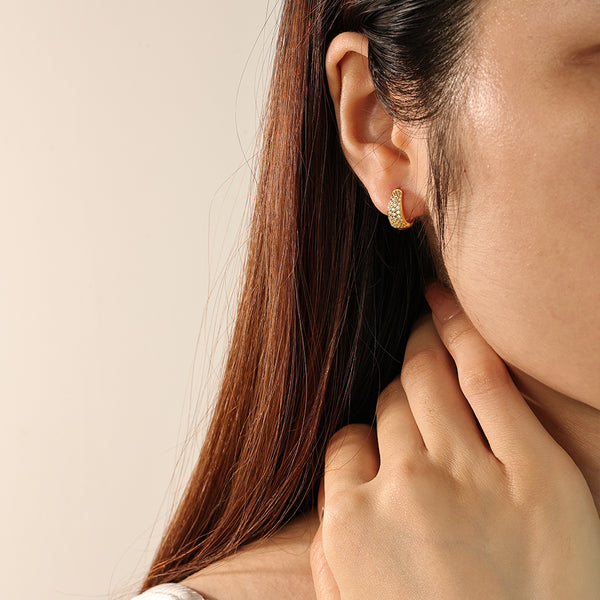 FE2121 925 Sterling Silver CZ Bold Hoop Earrings