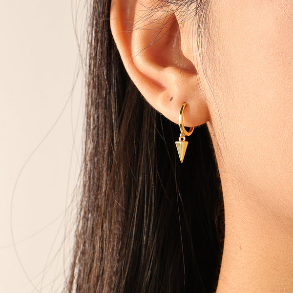 FE2210 925 Sterling Silver Quality Pointed Cone Dangle Earrings