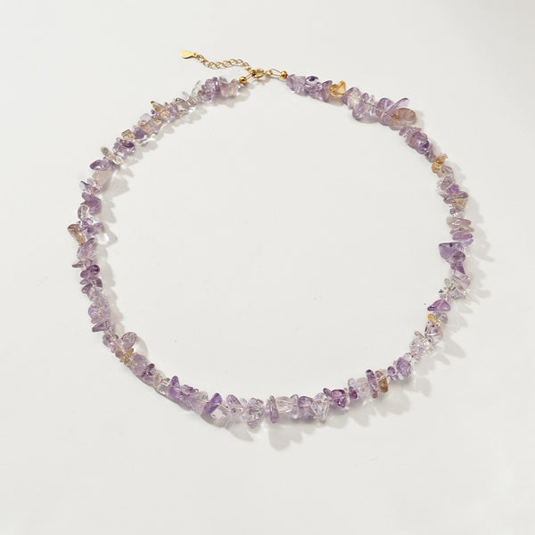 PN0172 925 Sterling Silver Amethyst Chip Necklace