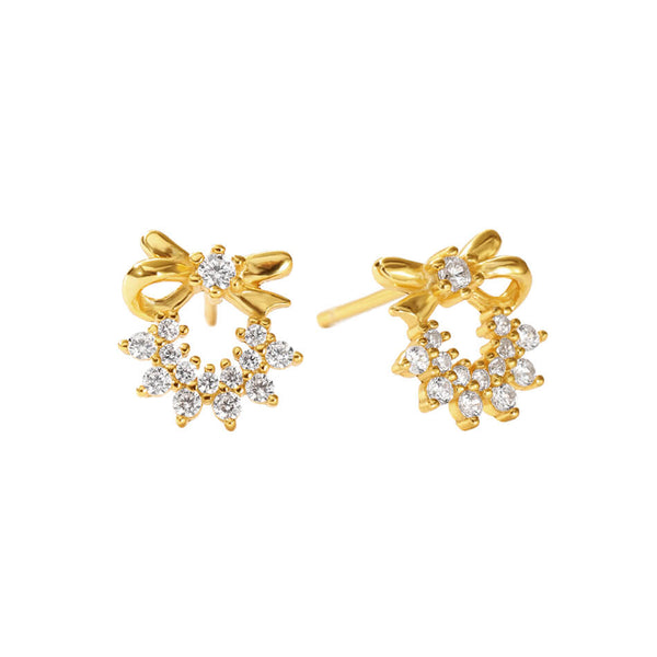 FE3506 Pave CZ Bowknot Stud Earrings