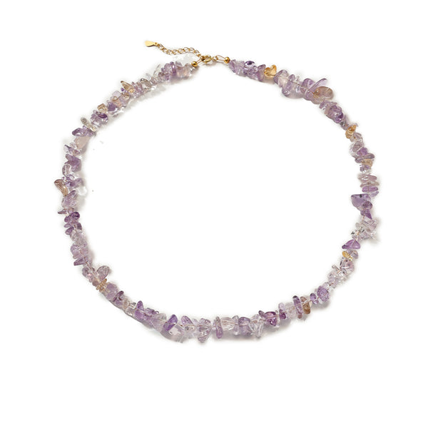 PN0172 925 Sterling Silver Amethyst Chip Necklace