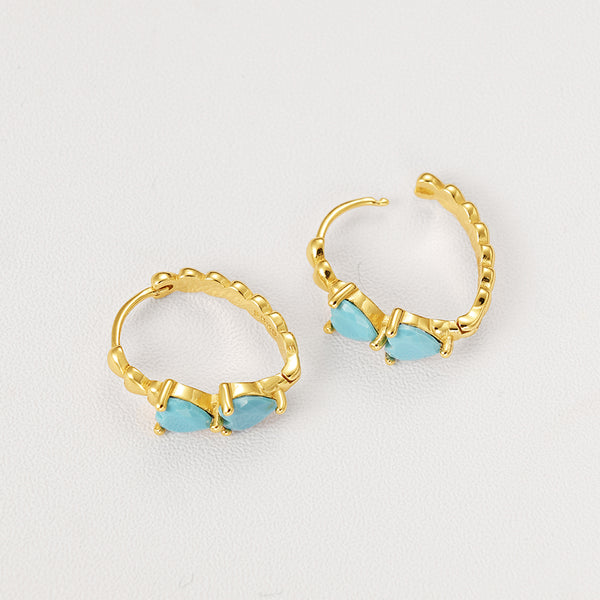 FE2251 Turquoise Heart Hoop Earrings