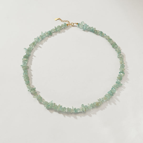 PN0170 925 Sterling Silver Gemstome Green Chip Necklace