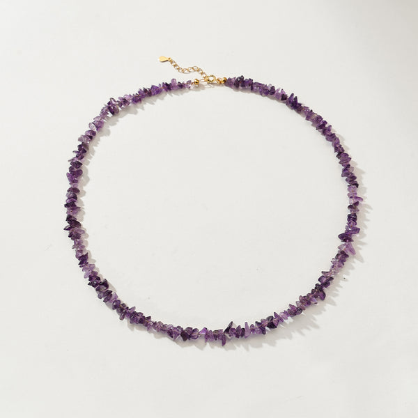 PN0169 925 Sterling Silver Amethyst Chip Necklace