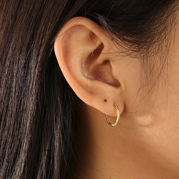 FE2113 FE2114 925 Sterling Silver Simple Twisted Hoop Earrings