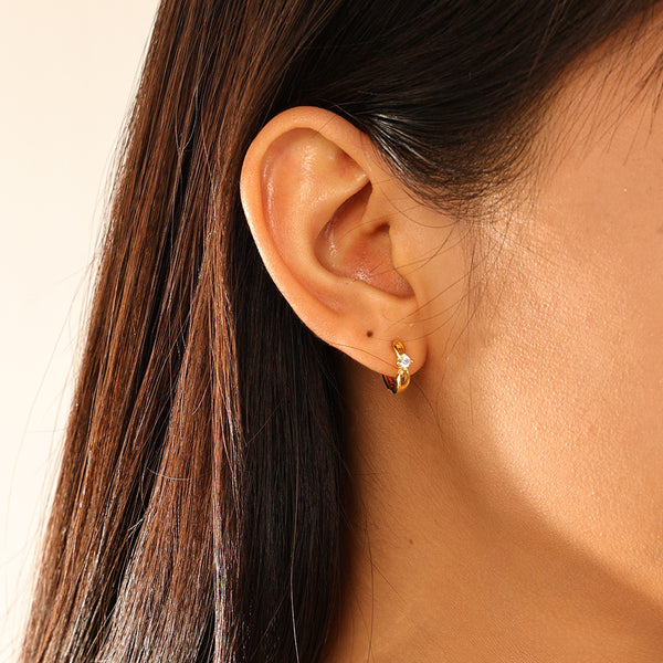 FE2932 925 Sterling Silver Geometric Infinity Hoop Earring