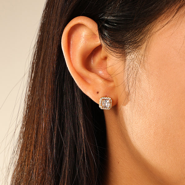 FE2761 925 Sterling Silver Luxury Colorful CZ Stud Earring