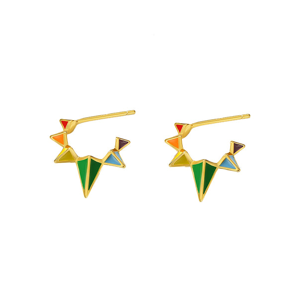 FE2918 925 Sterling Silver Colorful Enamel Rivets Hoop Earring