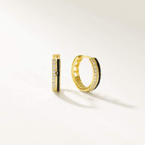 FE2940 11mm/13.5mm 925 Sterling Silver Hollow CZ Enamel Hoop Earring