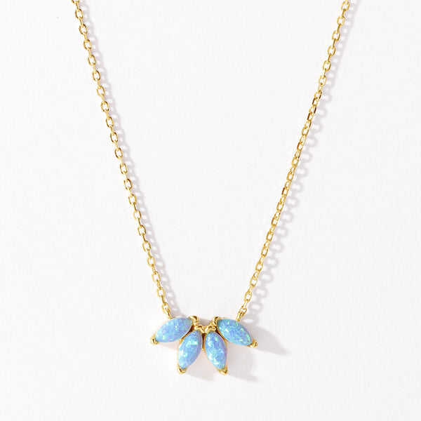 VFX0282 Quartet Pear Marquise Opal Pendant Necklaces