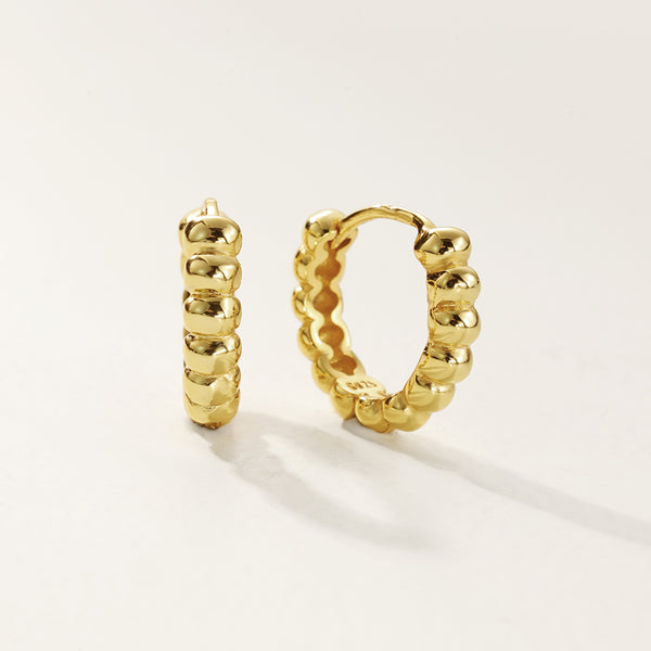 FE2824 925 Sterling Silver Bead Hoop Earrings