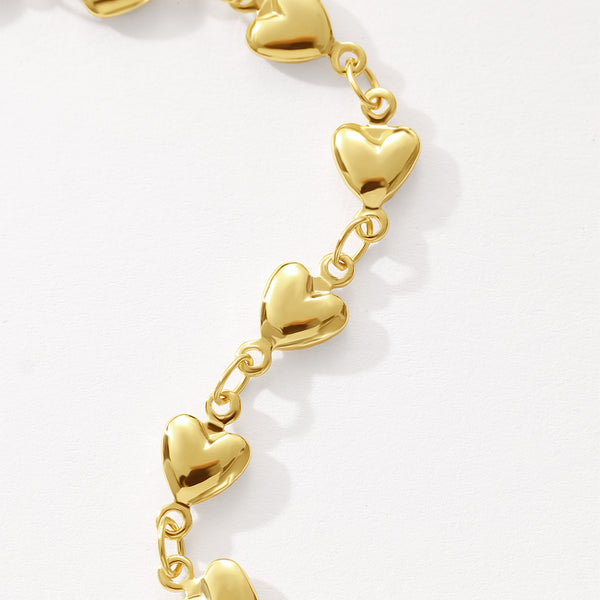 Puff Heart Link Chain Necklace