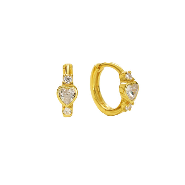FE2874 925 Sterling Silver Heart Cubic Zircon Hoop Earrings