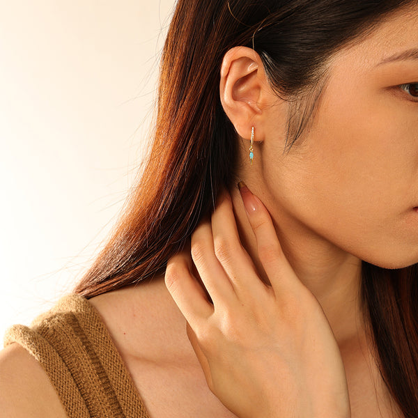 FE2742 925 Sterling Silver CZ Embellished Cone Dangle Hoop Earrings