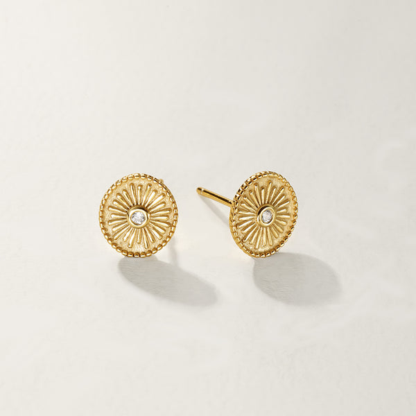 FE2793 925 Sterling Silver Bezel CZ Starburst Stud Earring