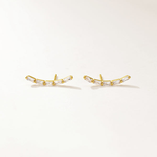 FE2950 925 Sterling Silver Cubic Zirconia Bamboo Stud Earring