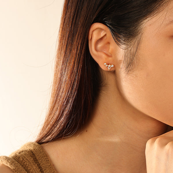 FE2882 925 Sterling Silver Crystal Climber Stud Earrings