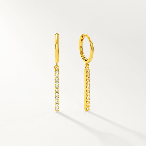 FE2750 925 Sterling Silver Cubic Zirconia Square Bar Dangle Earrings