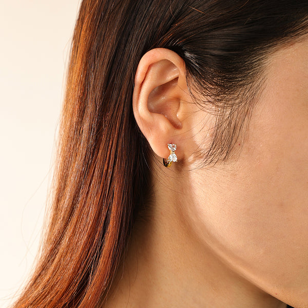 FE2803 925 Sterling Silver Cubic Zirconia Bow Hoop Earrings