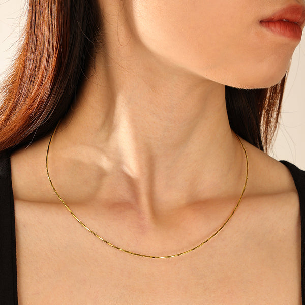 FX1297 925 Sterling Silver Women Plain Collar Necklace