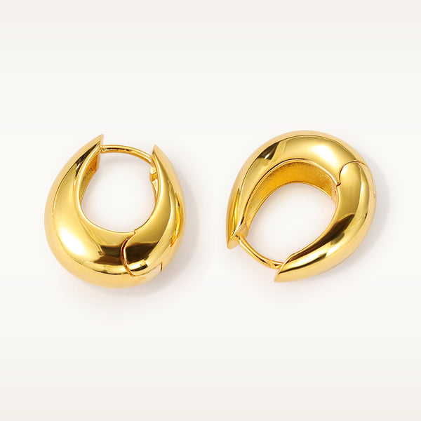 FE2071 925 Sterling Silver Women Gold Chunky Hoop Earrings