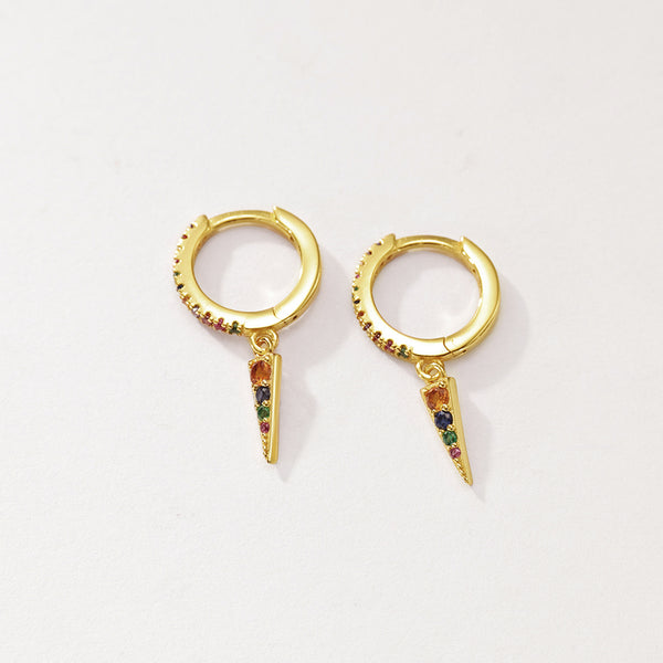 FE2957 925 Sterling Silver Pavé Colored Zirconia Cone Dangle Earrings