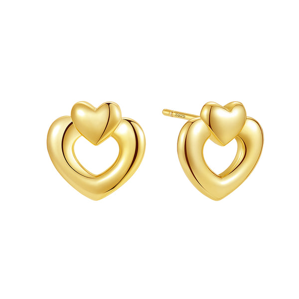 BVFE0717 Brass Plump heart stud Earrings