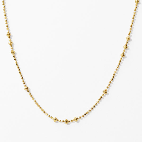 FX1295 925 Sterling Silver Gold Beaded Chain Necklaces