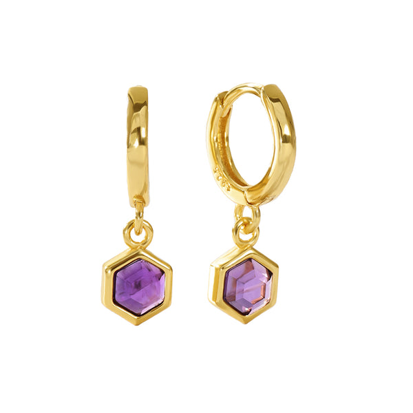 VFE0241 Birthstone Hoop Dangle Earrings