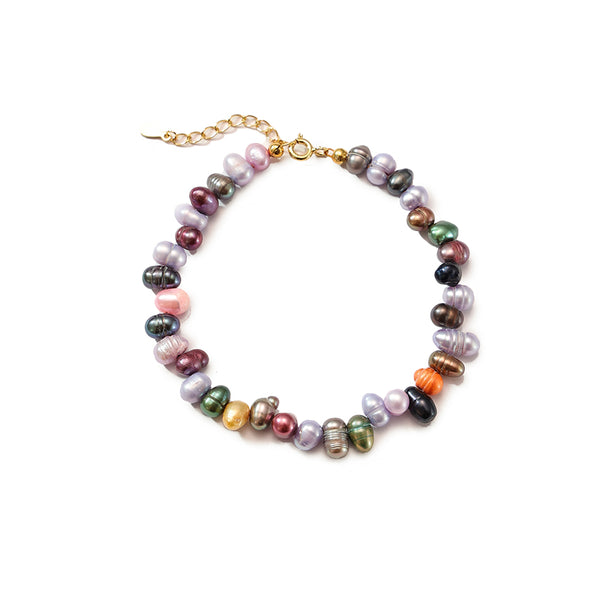 PB0096 925 Sterling Silver Colorful Pearl Bracelet