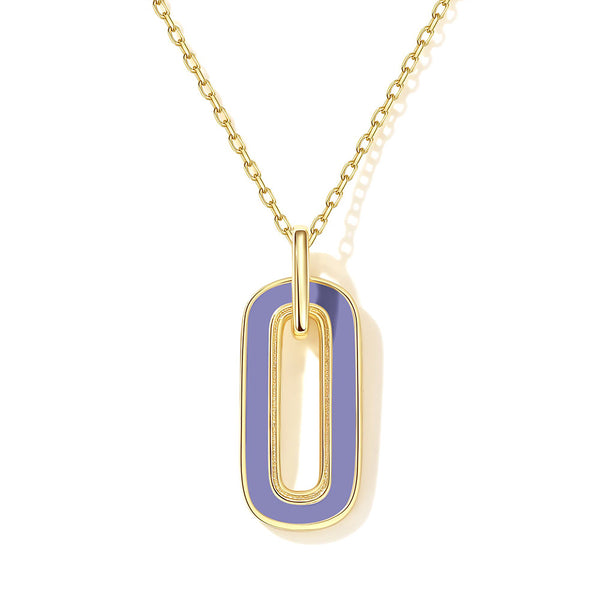 VFX0029 Oval Colorful Enamel Pendant Necklace