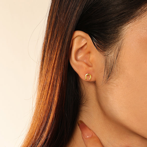 FE2872 925 Sterling Silver Horseshoe Stud Earrings